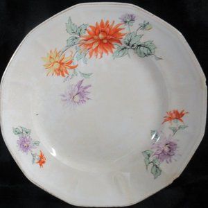 Vintage Atlas Globe China Co Cambridge Ivory Floral Dinner Plates (2pcs)